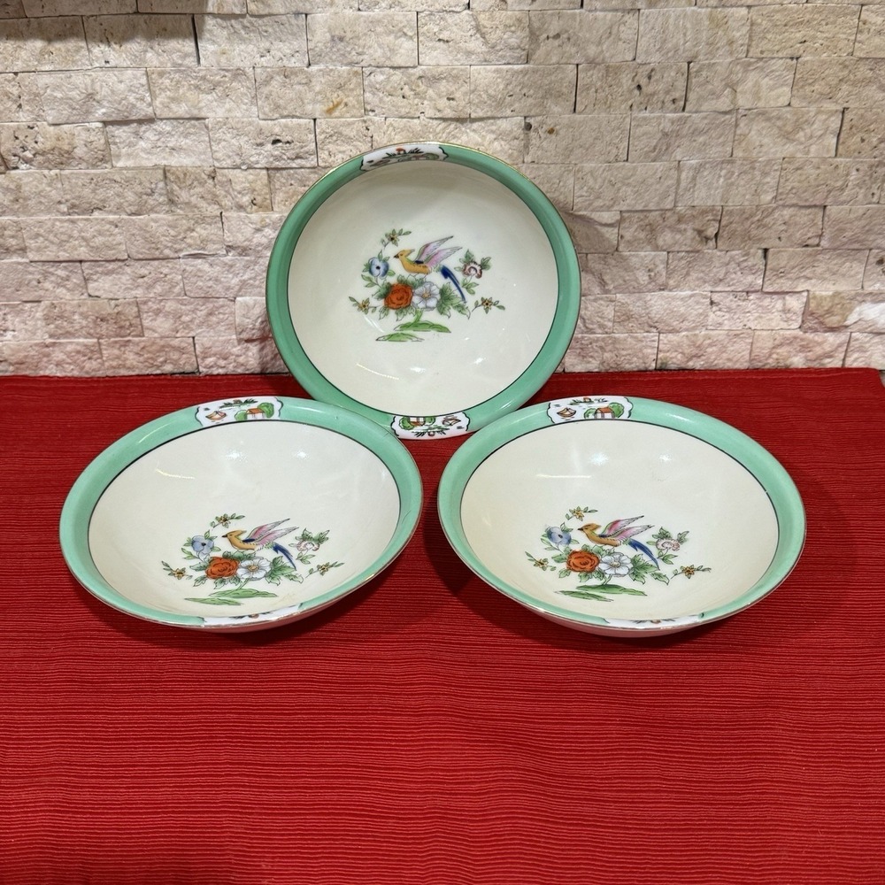 Vintage Noritake N877 (Green) bread and butter plates 3 Plates‎ Beautiful